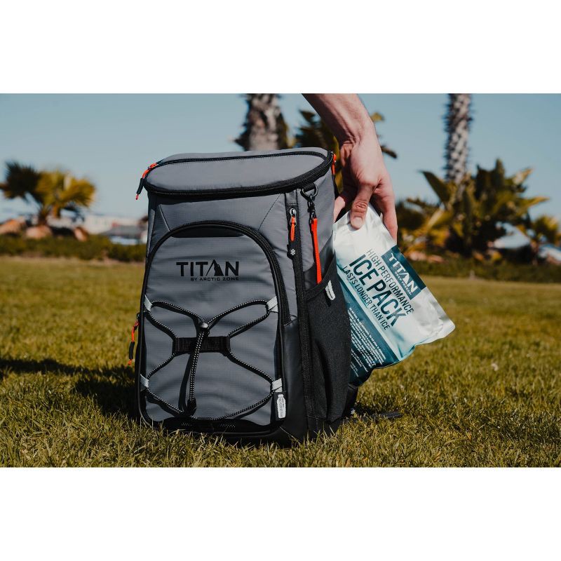 slide 18 of 18, Titan by Arctic Zone 16qt Eco Backpack Cooler with Ice Walls - Sharkskin Gray, 16 qt