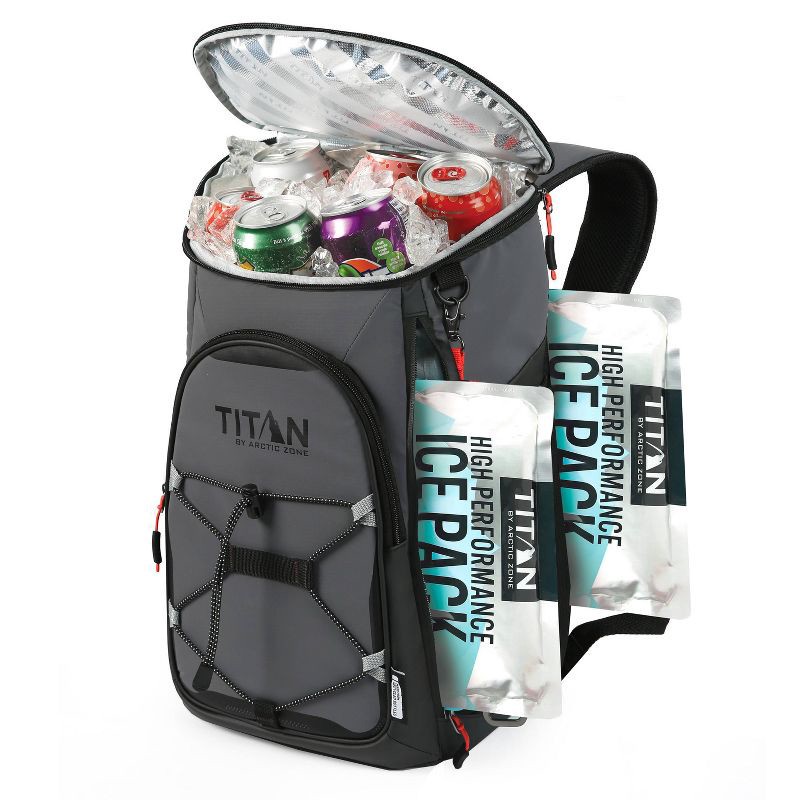 slide 1 of 13, Titan by Arctic Zone 16qt Eco Backpack Cooler with Ice Walls - Sharkskin Gray, 16 qt