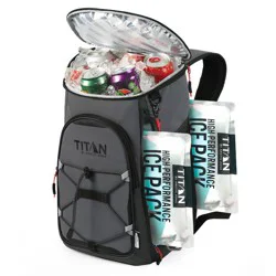 Titan by Arctic Zone 24 Cans/16 qt Eco Backpack Cooler with Ice Walls - Sharkskin Gray