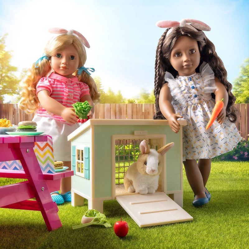 slide 3 of 7, Our Generation Bunny Hutch House & Pet Rabbit Plush Accessory Set for 18'' Dolls, 1 ct