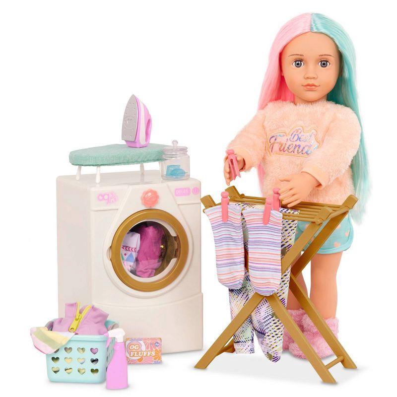 slide 2 of 7, Our Generation Laundry Day Washing Machine Dollhouse Accessory Set for 18'' Dolls, 1 ct
