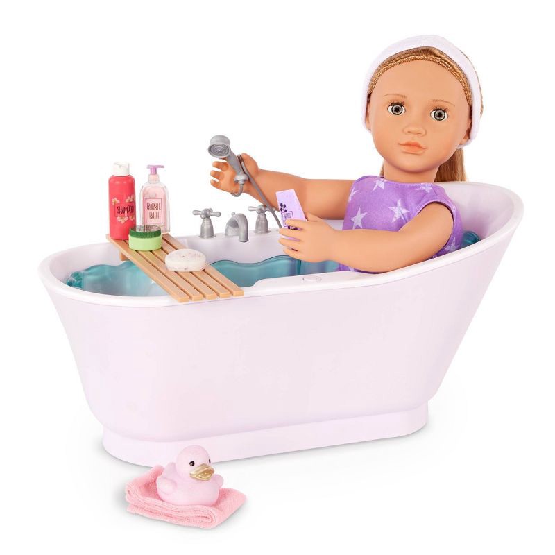 slide 3 of 7, Our Generation Bubbly Bathtime Bathtub with Water Sounds Dollhouse Accessory Set for 18'' Dolls, 1 ct