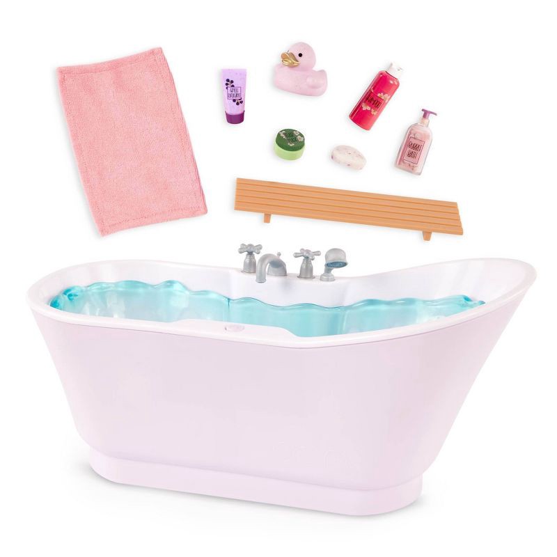 slide 7 of 7, Our Generation Bubbly Bathtime Bathtub with Water Sounds Dollhouse Accessory Set for 18'' Dolls, 1 ct