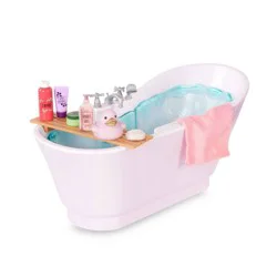 Our Generation Bubbly Bathtime Bathtub with Water Sounds Dollhouse Accessory Set for 18'' Dolls
