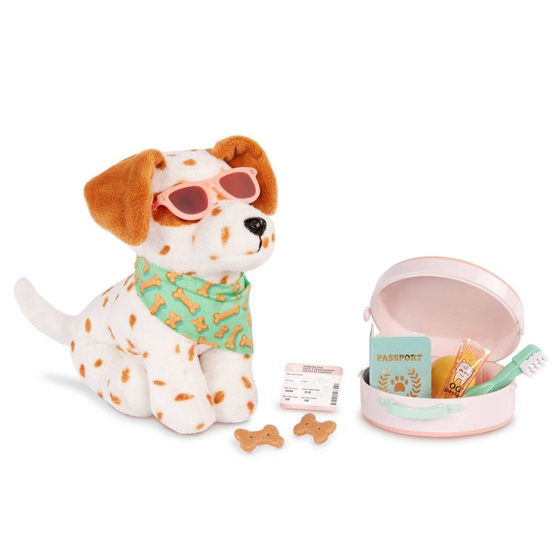 slide 3 of 5, Our Generation Vacay Pup Posable 6'' Lemon Dalmatian Dog Plush & Accessories Set for 18'' Dolls, 1 ct