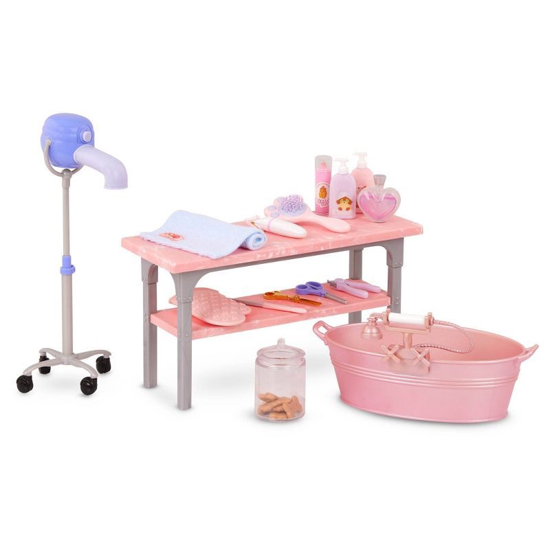 slide 5 of 6, Our Generation Scrub & Style Pet Grooming Table Accessory Set for 18'' Dolls, 1 ct
