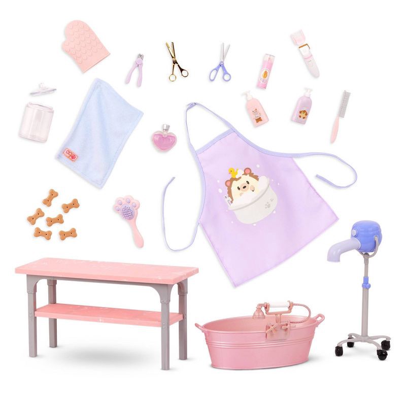 slide 6 of 6, Our Generation Scrub & Style Pet Grooming Table Accessory Set for 18'' Dolls, 1 ct
