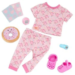 Our Generation Dreaming of Donuts Pink Pajama Outfit & Accessories for 18'' Dolls