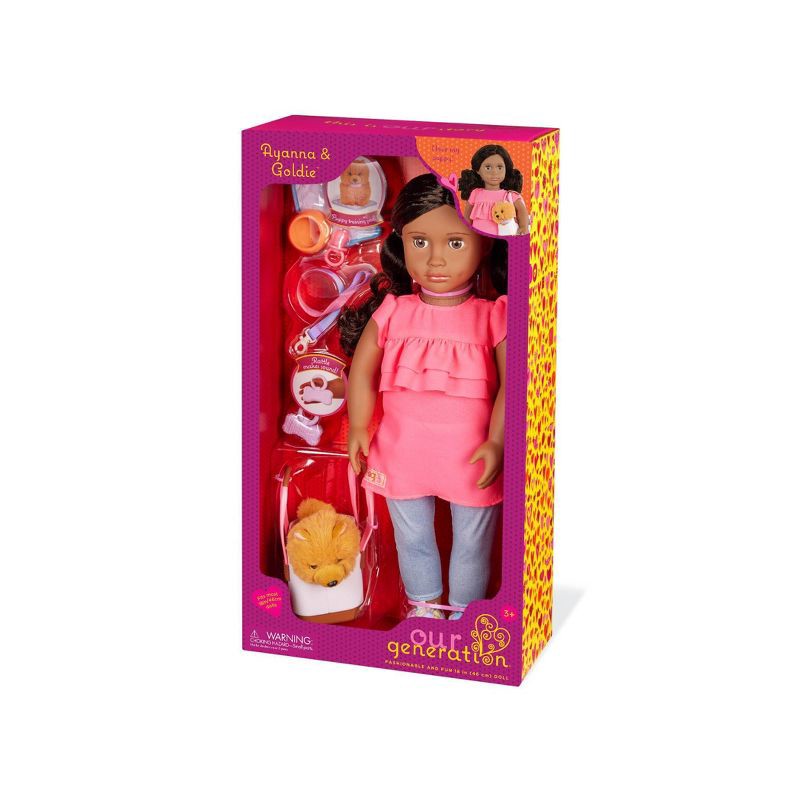 slide 6 of 6, Our Generation Ayanna & Goldie 18'' Doll & Pet Dog Plush Carrier Accessories Set, 1 ct