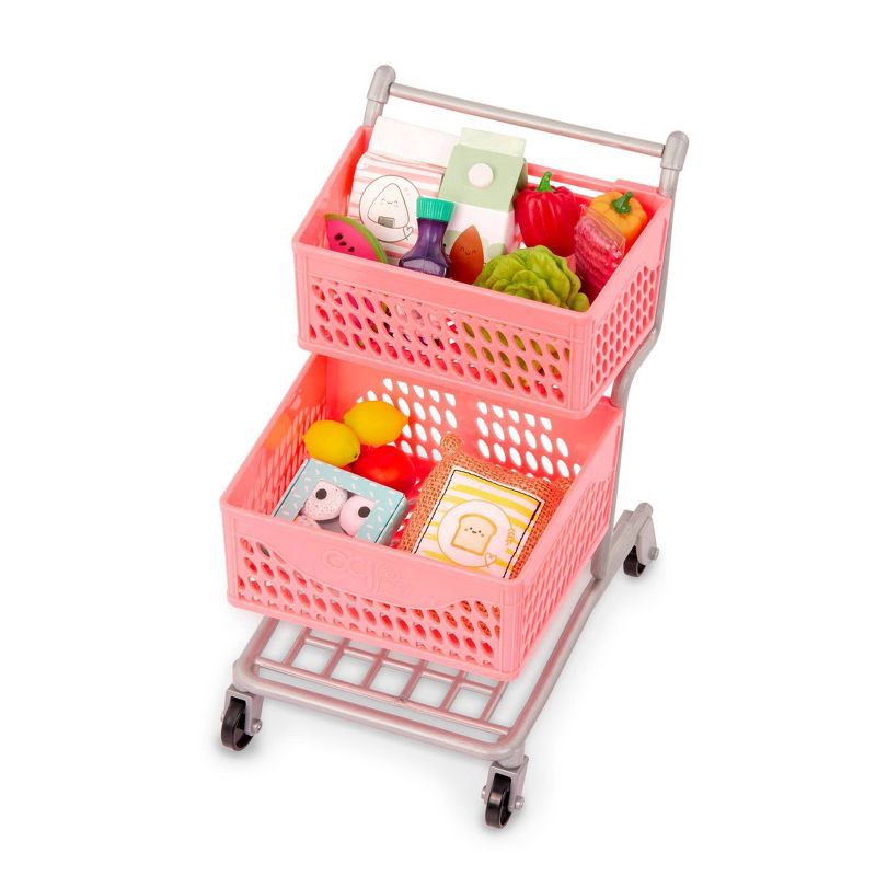 slide 4 of 6, Our Generation Supermarket Play Pink Grocery Shopping Cart & Food Accessory Set for 18'' Dolls, 1 ct