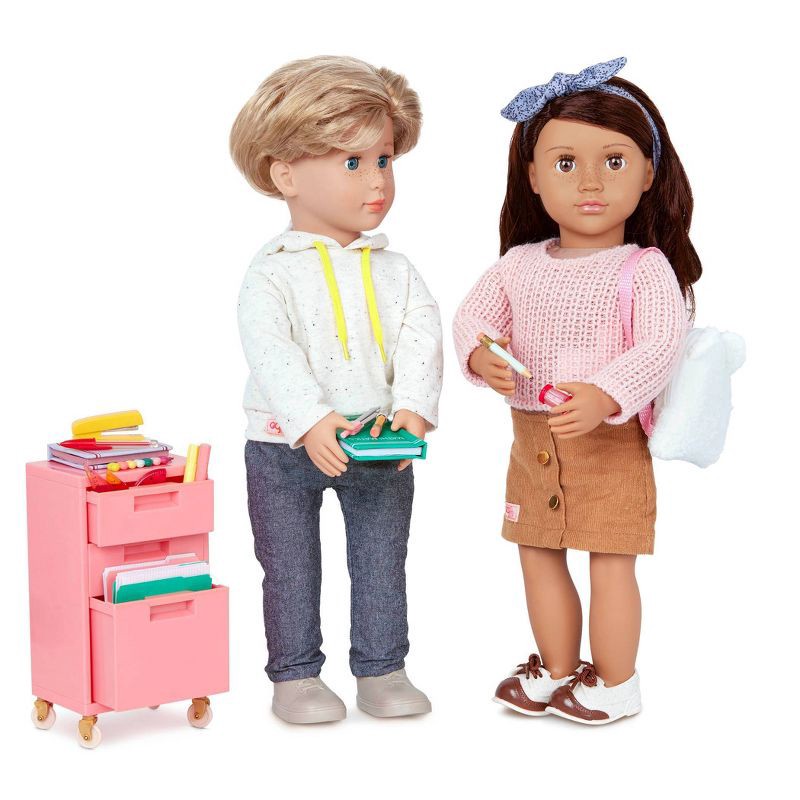 slide 2 of 6, Our Generation Ready, Set, Learn! School Supplies & Rolling Cabinet Accessory Set for 18'' Dolls, 1 ct