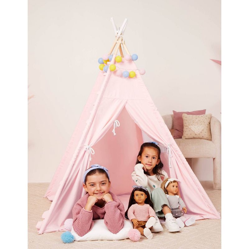 slide 2 of 8, Our Generation Suite Retreat Pink Kids' Play Tent with Globe String Lights & Pillow, 1 ct