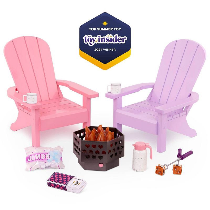 slide 3 of 6, Our Generation Adirondack Chairs Outdoor Furniture Dollhouse Accessory Set for 18'' Dolls, 1 ct