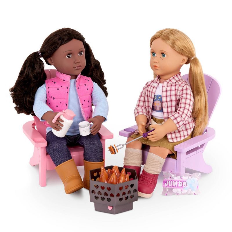 slide 4 of 6, Our Generation Adirondack Chairs Outdoor Furniture Dollhouse Accessory Set for 18'' Dolls, 1 ct