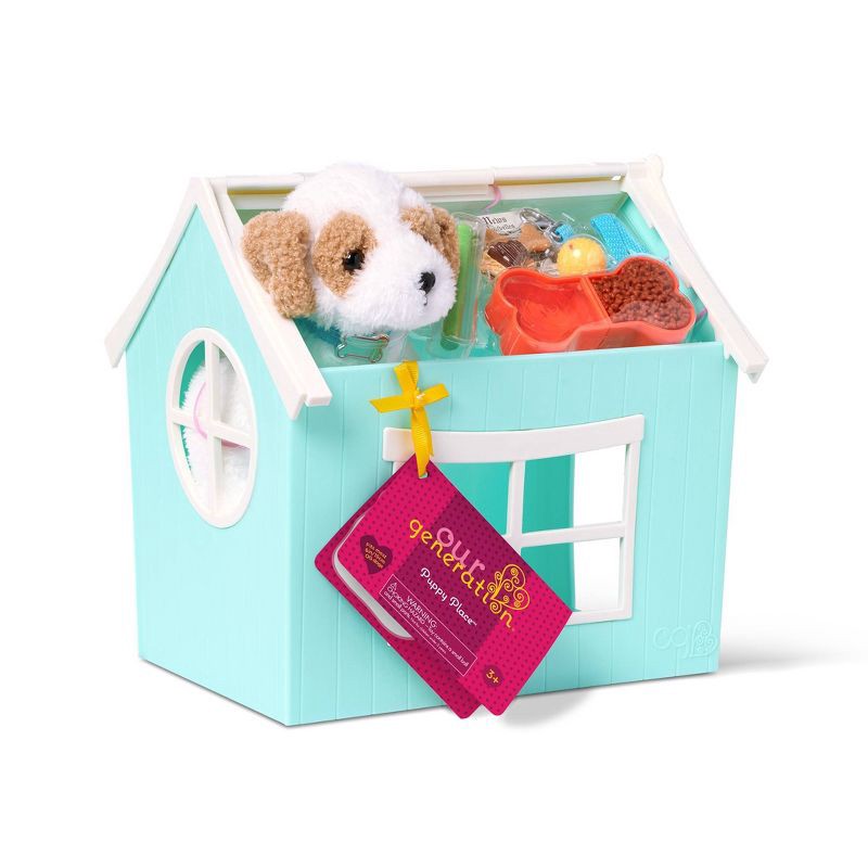 slide 5 of 5, Our Generation Puppy Place Pet Dog Plush & Dog House Accessory Set for 18'' Dolls, 1 ct
