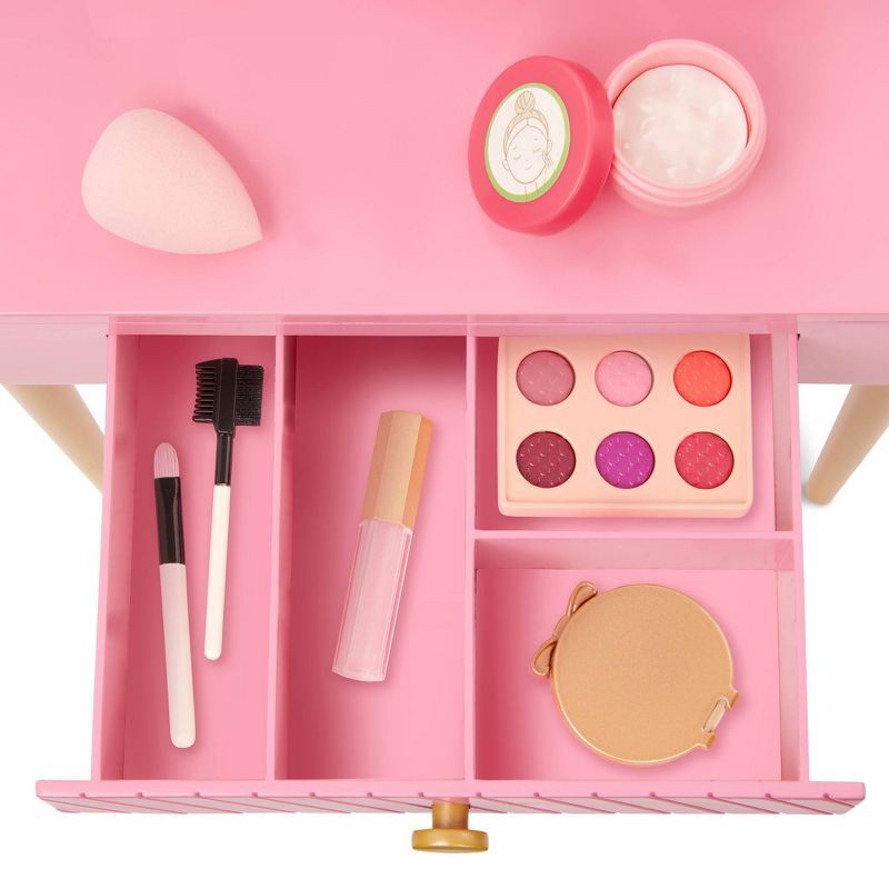 slide 5 of 7, Our Generation Fabulous Fun Pink Vanity Table & Chair Dollhouse Accessory Set for 18'' Dolls, 1 ct