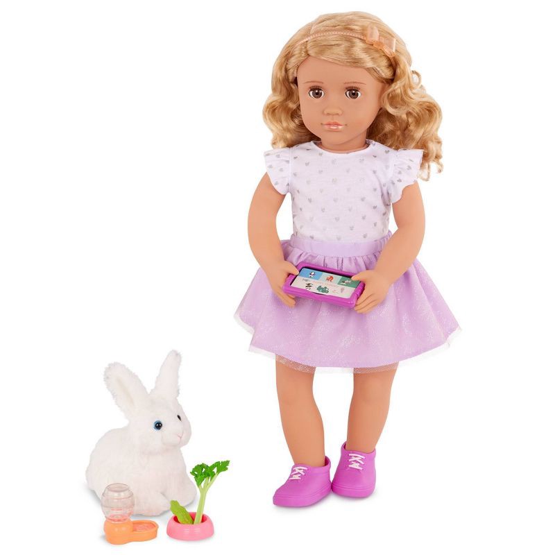 slide 2 of 9, Our Generation Tabby Posable 18'' Doll with Pet Bunny Plush & Storybook Set, 1 ct