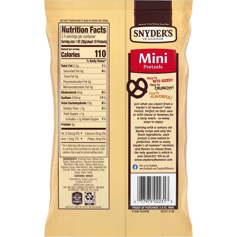 slide 2 of 6, Snyder's of Hanover Mini Pretzels - 3.5oz, 3.5 oz