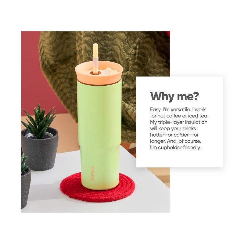 slide 9 of 9, Owala 24oz Stainless Steel Straw Tumbler - Lime Light, 24 oz