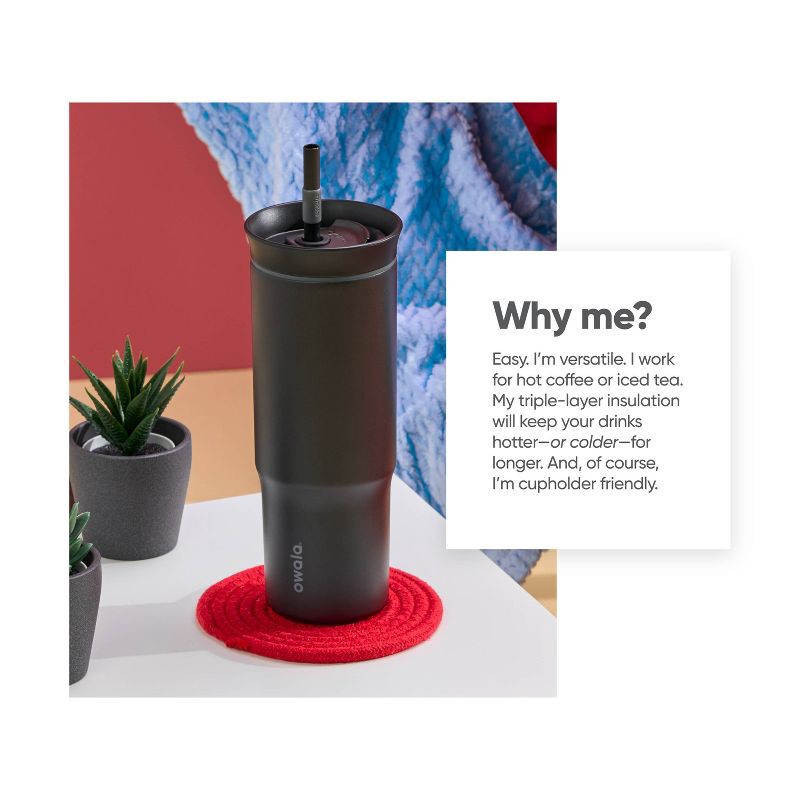 slide 9 of 9, Owala 24oz Stainless Steel Straw Tumbler - Very Very Dark, 24 oz