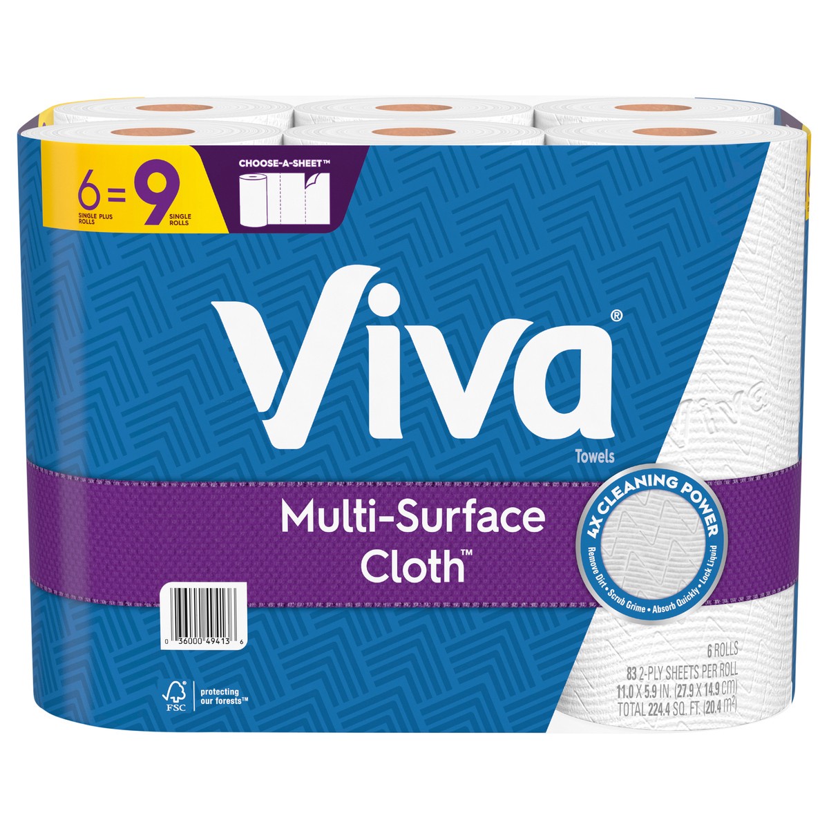 slide 8 of 12, Viva Multi-Surface Cloth Paper Towels, 6 Big Rolls, 83 Sheets Per Roll, 6 ct