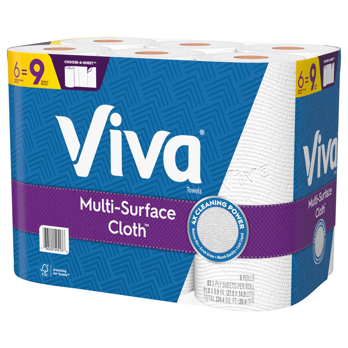 slide 4 of 12, Viva Multi-Surface Cloth Paper Towels, 6 Big Rolls, 83 Sheets Per Roll, 6 ct