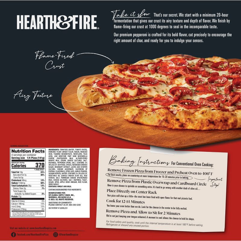 slide 2 of 9, HEARTH & FIRE Premium Frozen Pizza The Pepperoni - 19.9oz, 19.9 oz