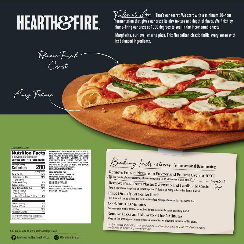 slide 2 of 9, HEARTH & FIRE Premium Frozen Pizza The Margherita - 17.2oz, 17.2 oz