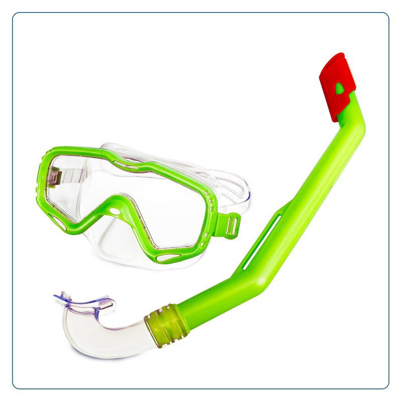 slide 1 of 4, Aqua Leisure BIG ISLAND Kids' Snorkel Mask Combo - Yellow: PVC, Latex-Free, Adjustable Strap, 1 ct