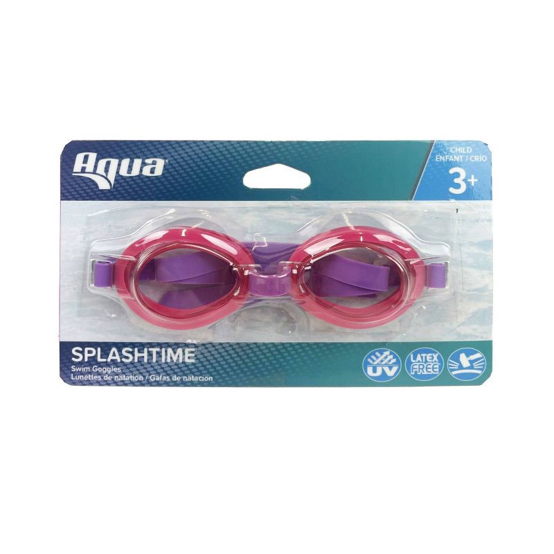 slide 4 of 4, Aqua Leisure SPLASHTIME Kids' Swim Goggles - Pink: Latex-Free Adjustable Lenses, 1 ct