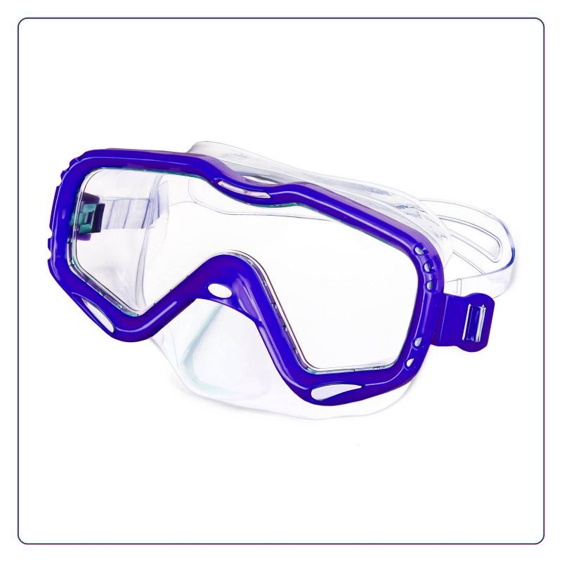 slide 3 of 4, Aqua Leisure BIG ISLAND Kids' Snorkel Mask Combo - Blue: Polycarbonate Lens, Adjustable Strap, 1 ct