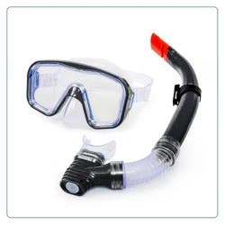 Aqua Leisure DOMINICA Adult Snorkel Mask Combo - Black: PVC Material, Latex-Free, Adjustable