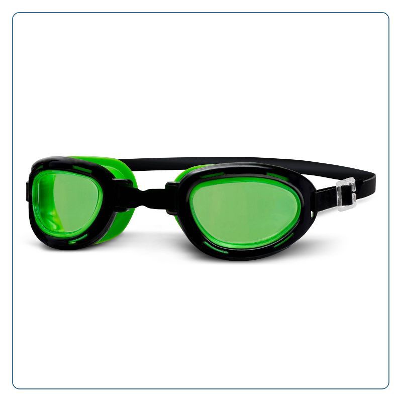 slide 1 of 4, Aqua Leisure NEWT Kids' Swim Goggles - Black/Green: PVC, Adjustable, Latex-Free, 1 ct
