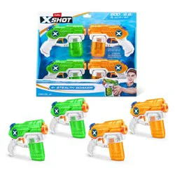 XSHOT Water Stealth Soaker 4pk Water Blasters by ZURU: Kids Ages 5+ Plastic Toy