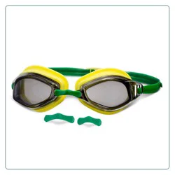 Aqua Leisure EQUINOX Adult Swim Goggles - Green: Latex-Free, Adjustable Polycarbonate Lens