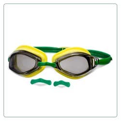Aqua Leisure EQUINOX Adult Swim Goggles - Green: Latex-Free, Adjustable Polycarbonate Lens