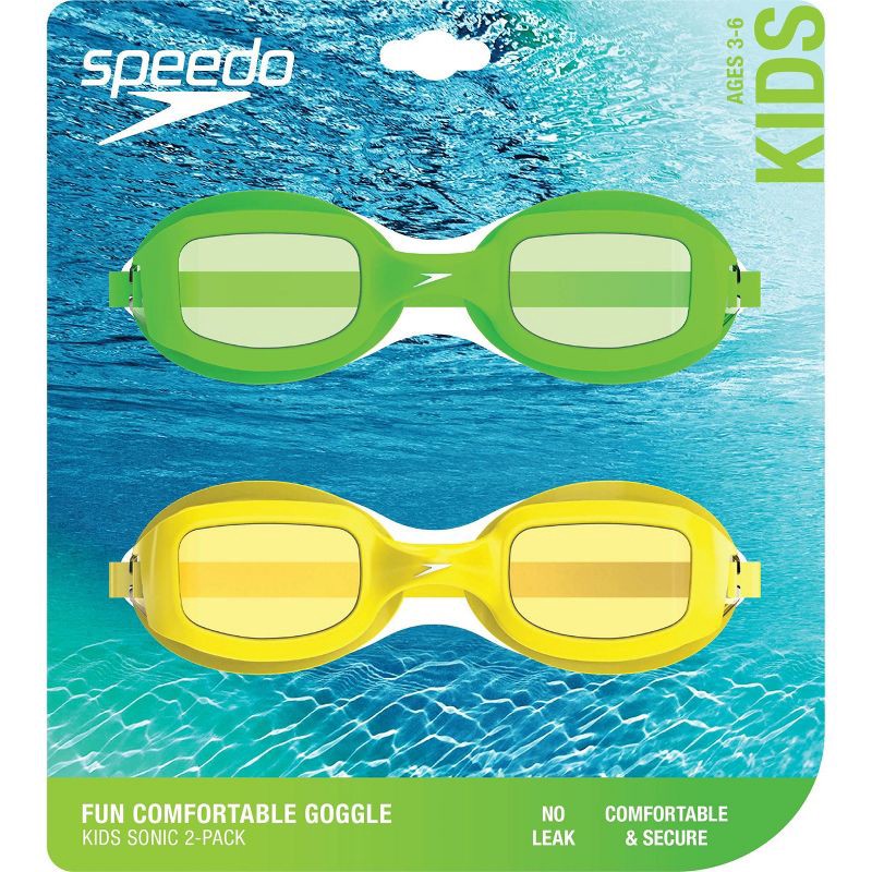 slide 3 of 3, Speedo Kids' 2pk Sonic Swim Goggles - Yellow/Green, 2 ct