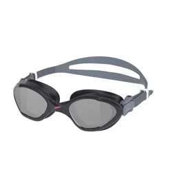 Speedo Junior Amp Mirrored Swim Goggles - Black/Gray: Latex-Free, Anti-Fog, Adjustable Strap