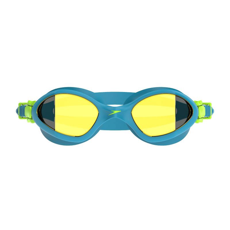slide 5 of 7, Speedo Junior Amp Mirrored Swim Goggles - Blue/Green: Latex-Free, Anti-Fog, Adjustable Strap, 1 ct