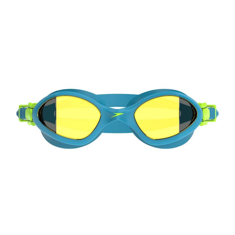 slide 2 of 7, Speedo Junior Amp Mirrored Swim Goggles - Blue/Green: Latex-Free, Anti-Fog, Adjustable Strap, 1 ct