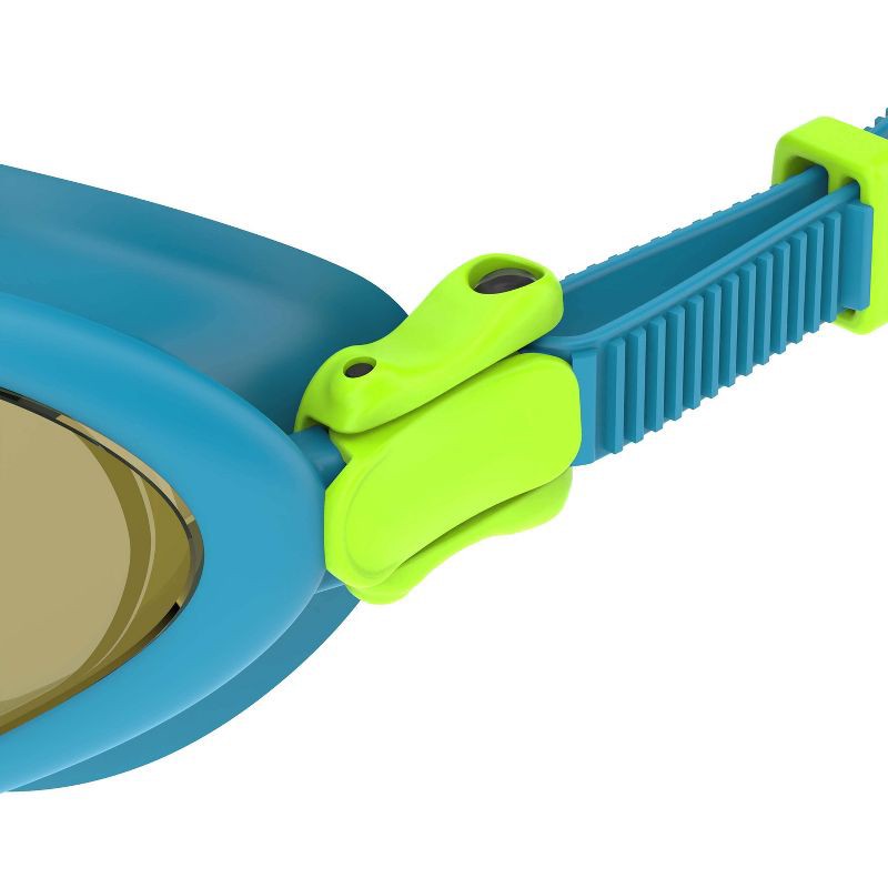 slide 3 of 7, Speedo Junior Amp Mirrored Swim Goggles - Blue/Green: Latex-Free, Anti-Fog, Adjustable Strap, 1 ct