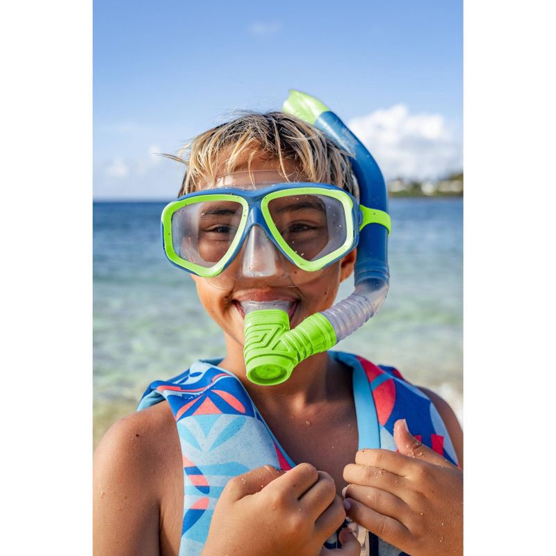 slide 6 of 6, Speedo Junior Reefscout Mask & Snorkel Set - Blue/Green: Ages 6-14, Polycarbonate, 1 ct
