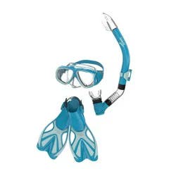 Speedo Junior Mask Snorkel and Fin Set - Turquoise/Gray L/XL
