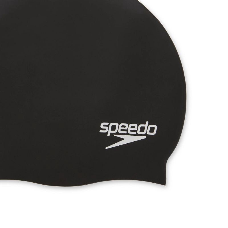 slide 3 of 3, Speedo Adult Silicone Cap - Black: Swimming Hat, One Size Fits Most, 1 ct