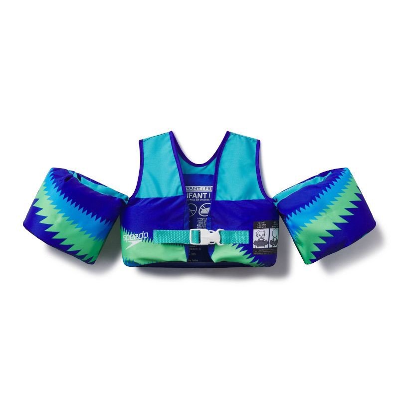 slide 2 of 4, Speedo Splash Jammer - Blue/Green/Teal: Life Jacket Vest, Kids, Polyethylene, 33-55 Pounds, 1 ct