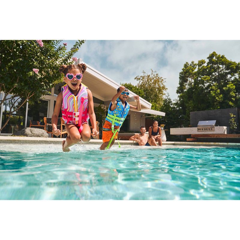 slide 4 of 4, Speedo Kids' Life Jacket Vest - Pink: Child Swim Safety, 33-55 lbs, Zipper & Buckle, 33 ct; 55 lb