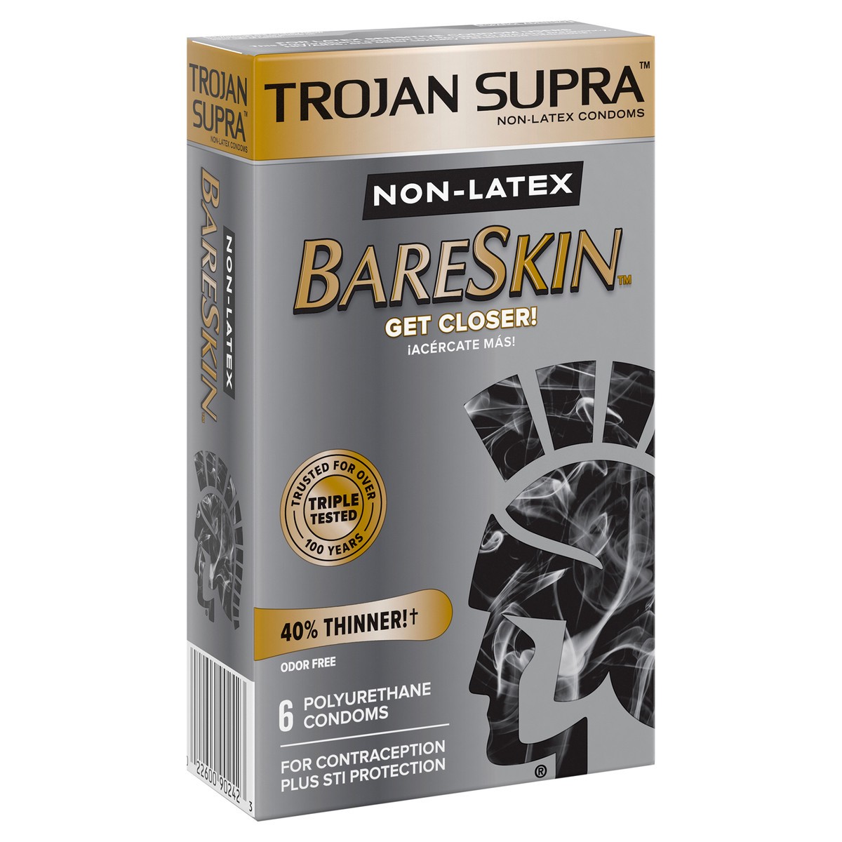 slide 2 of 8, Trojan Supra Non-Latex Bareskin Lubricated Condoms, 6 ct, 6 ct