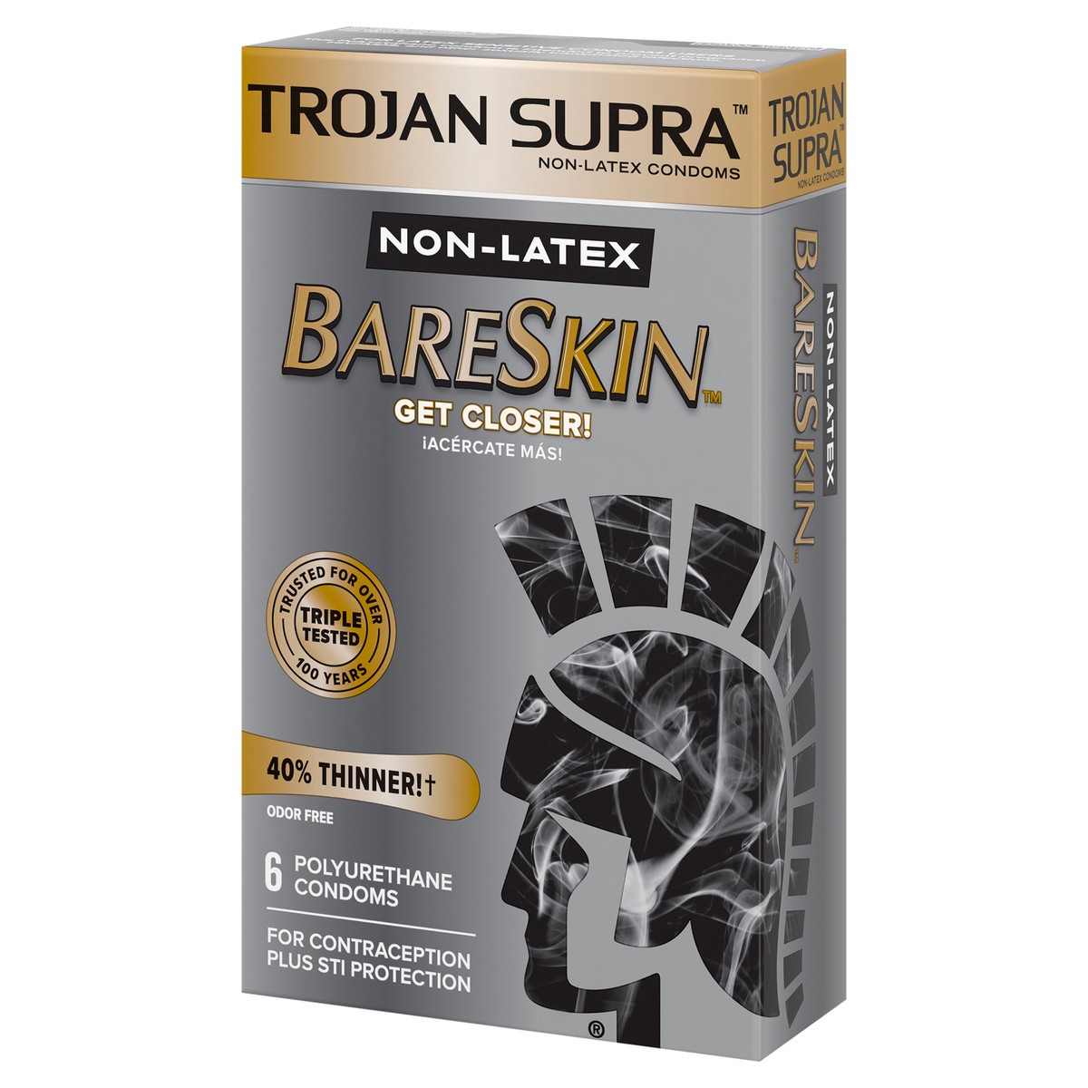 slide 8 of 8, Trojan Supra Non-Latex Bareskin Lubricated Condoms, 6 ct, 6 ct