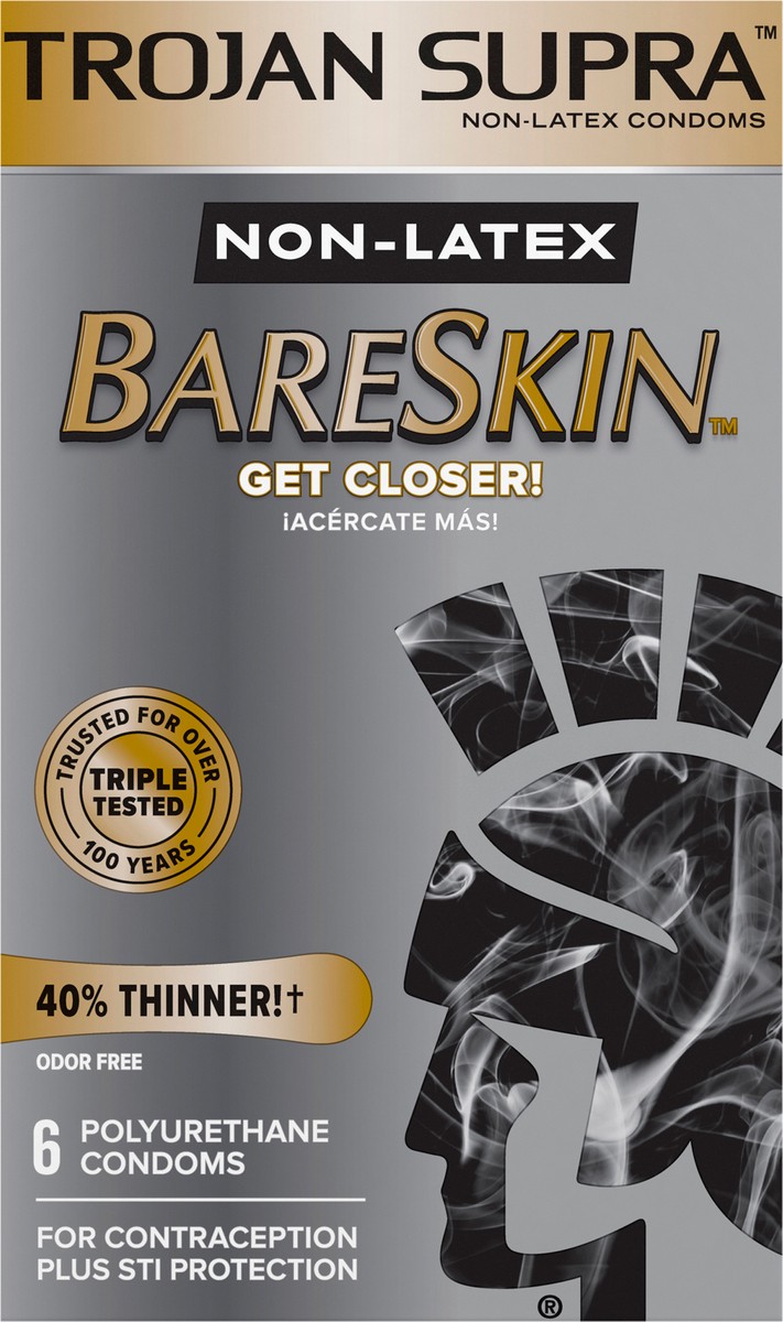 slide 4 of 8, Trojan Supra Non-Latex Bareskin Lubricated Condoms, 6 ct, 6 ct