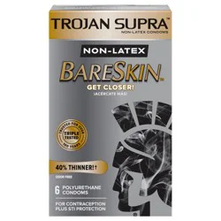 Trojan Supra Non-Latex Bareskin Lubricated Condoms, 6 ct